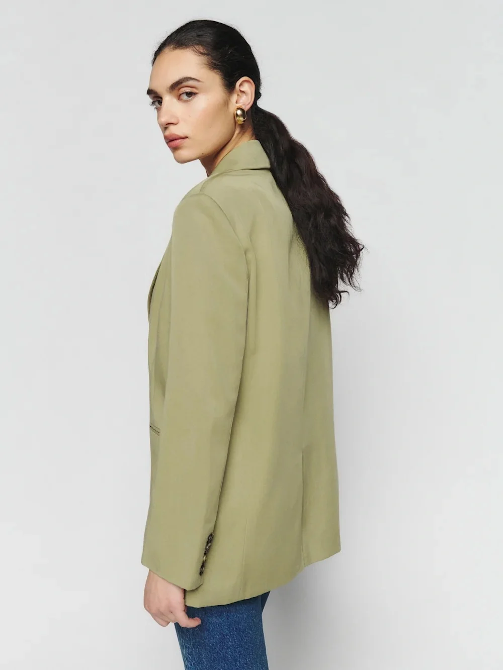 Reformation Classic Relaxed Blazer S Olive Oil - Picture 3 of 11